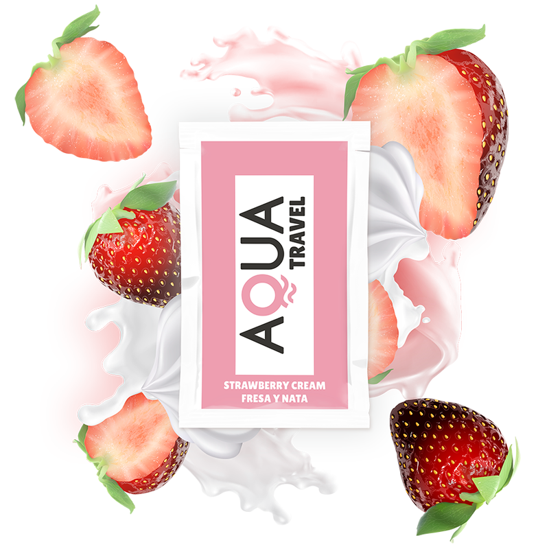 AQUA TRAVEL - GLIJMIDDEL OP WATERBASIS AARDBEI- EN ROOMSMAAK 6 ML