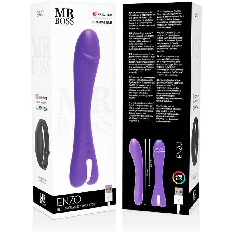 MR BOSS - ENZO VIBRATOR COMPATIBEL MET WATCHME DRAADLOZE TECHNOLOGIE