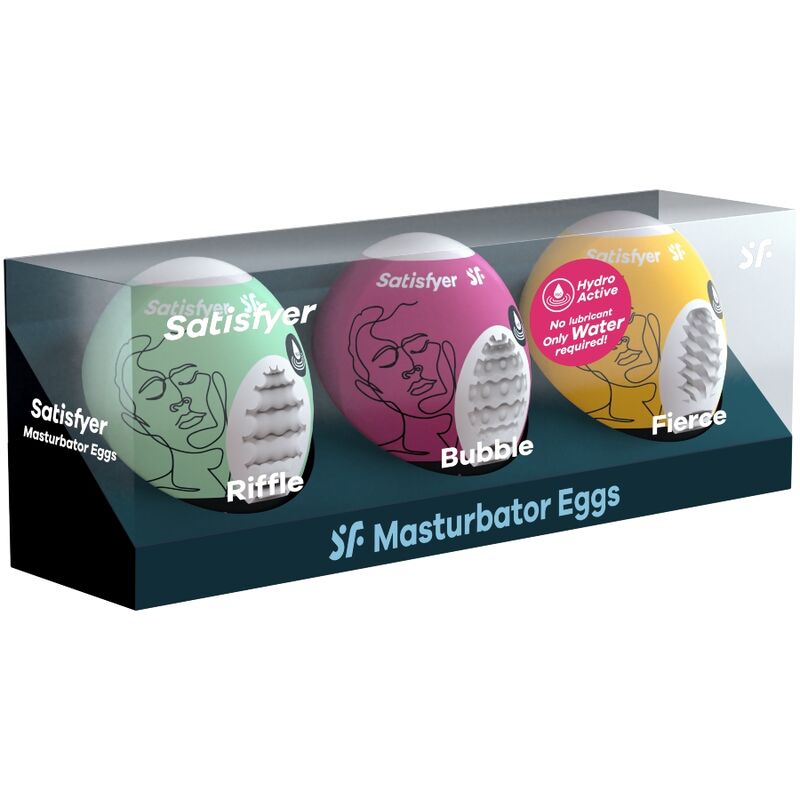 SATISFYER - 3 RIFFLE, BUBBLE &amp; FIERCE MASTURBATOR EIEREN