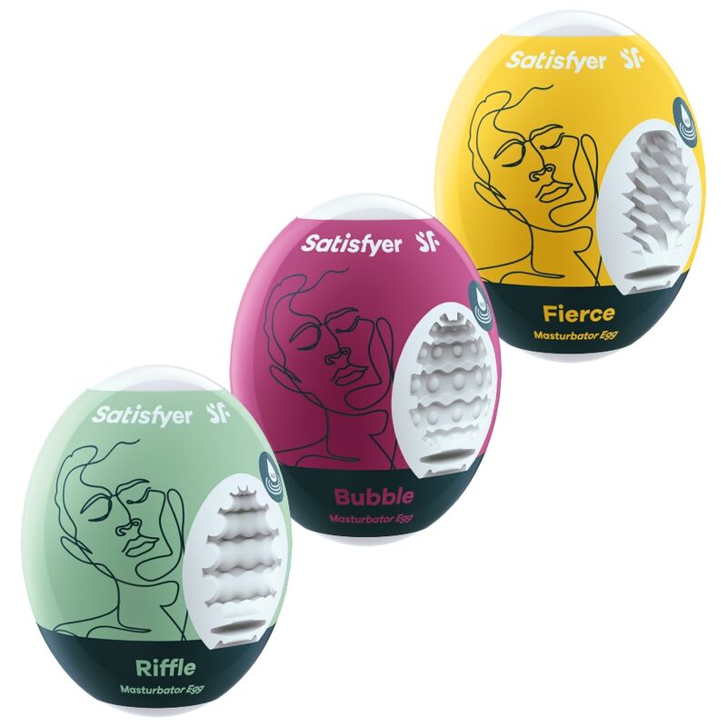 SATISFYER - 3 RIFFLE, BUBBLE &amp; FIERCE MASTURBATOR EIEREN