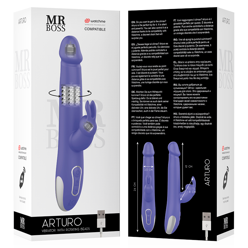 MR BOSS - ARTURO VIBRATOR &amp; ROTATOR COMPATIBEL MET WATCHME DRAADLOZE TECHNOLOGIE