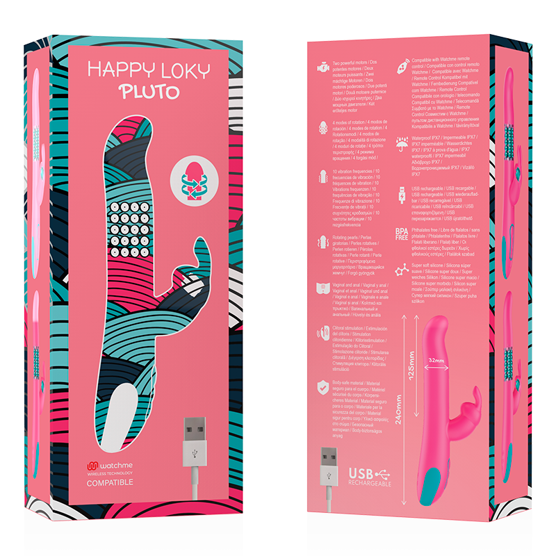 HAPPY LOKY - PLUTO KONIJN VIBRATOR &amp; ROTATOR COMPATIBEL MET WATCHME DRAADLOZE TECHNOLOGIE