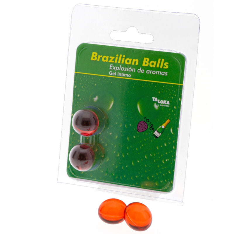 TALOKA - BRAZILIAANSE BALLEN INTIMATE GEL AARDBEIEN &amp; CHAMPAGNE 2 BALLEN