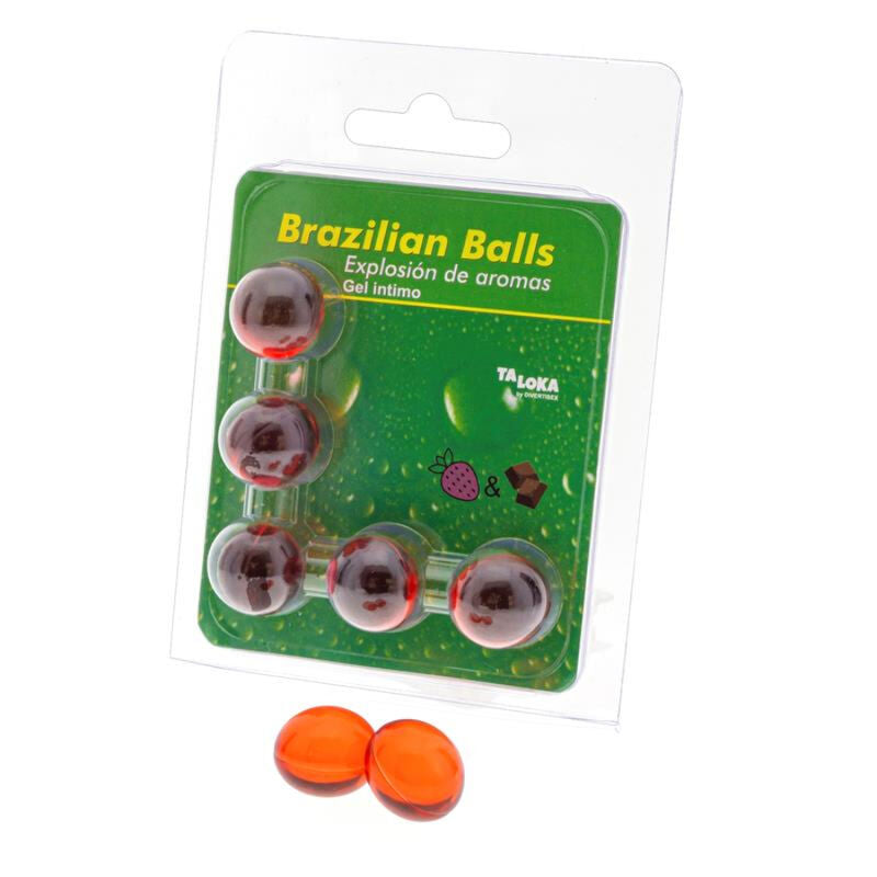 TALOKA - BRAZILIAANSE BALLEN INTIEME GEL AARDBEI &amp; CHOCOLADE 5 BALLEN