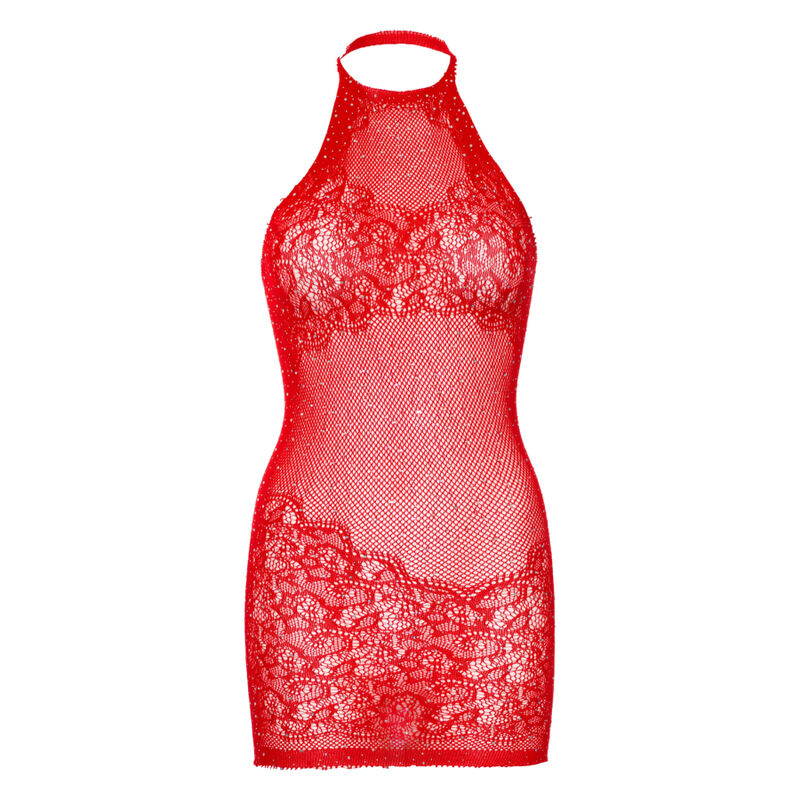 LEG AVENUE - MINI-JURK MET STRASS ONE SIZE - ZWART