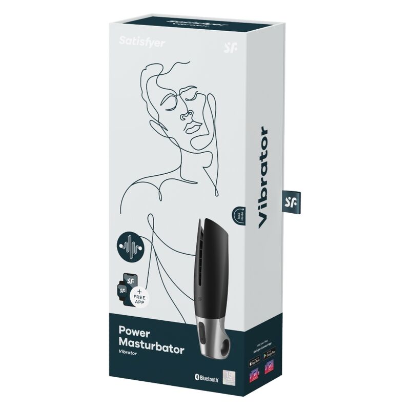 SATISFYER - POWER MASTURBATOR ZWART EN ZILVER