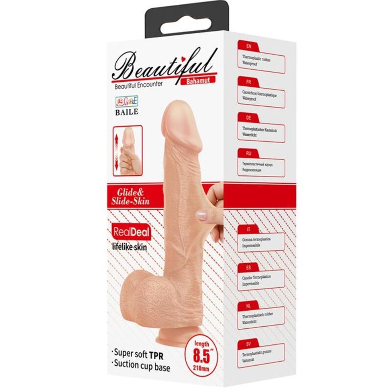 DANCE - PRACHTIGE ONTMOETING BAHAMUT REALISTISCHE FLEXIBELE DILDO 21,8 CM NATUURLIJK