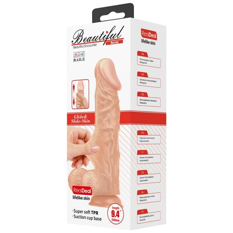 DANCE - PRACHTIGE ONTMOETING BURAQ REALISTISCHE FLEXIBELE DILDO 24 CM NATUURLIJK