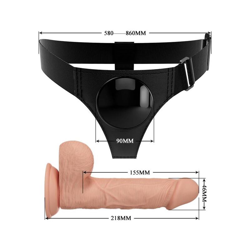 PRETTY LOVE - HARNAS BRIEFS UNIVERSEEL HARNAS MET DILDO JERRY 21.8 CM NATUURLIJK