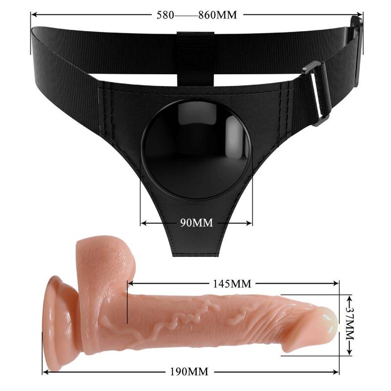 PRETTY LOVE - HARNAS SLIP UNIVERSEEL HARNAS MET DILDO KEVIN 19 CM NATUURLIJK
