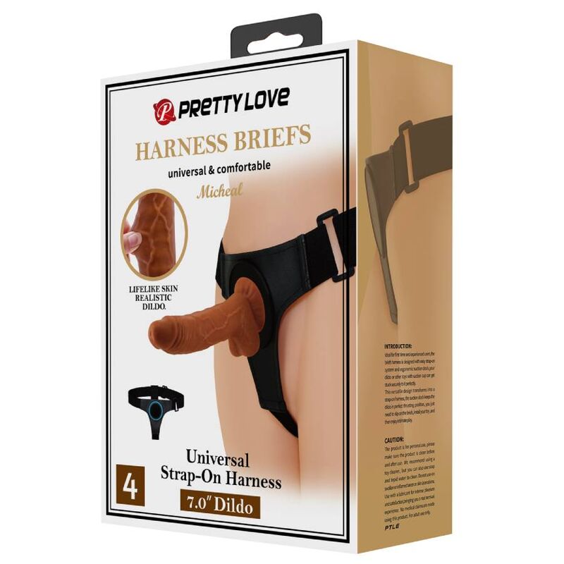PRETTY LOVE - HARNAS SLIP UNIVERSEEL HARNAS MET DILDO MICHEAL 20 CM ZWART