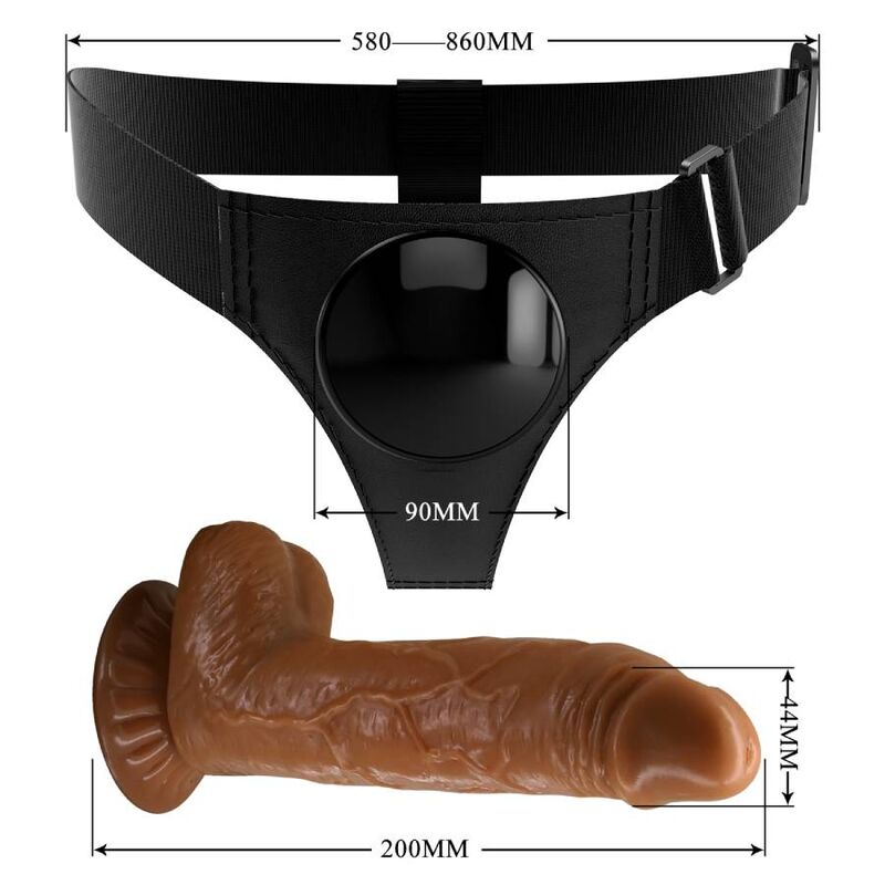 PRETTY LOVE - HARNAS SLIP UNIVERSEEL HARNAS MET DILDO MICHEAL 20 CM ZWART