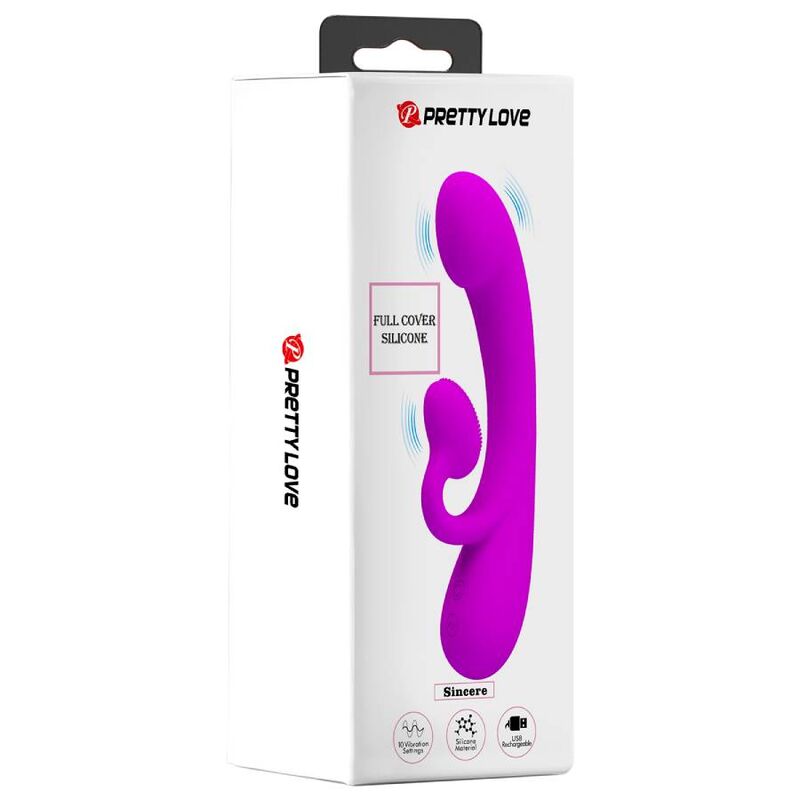 PRETTY LOVE - OPRECHTE VIBRATOR EN CLITORALE STIMULERENDE GOLVEN SILICONEN PAARS