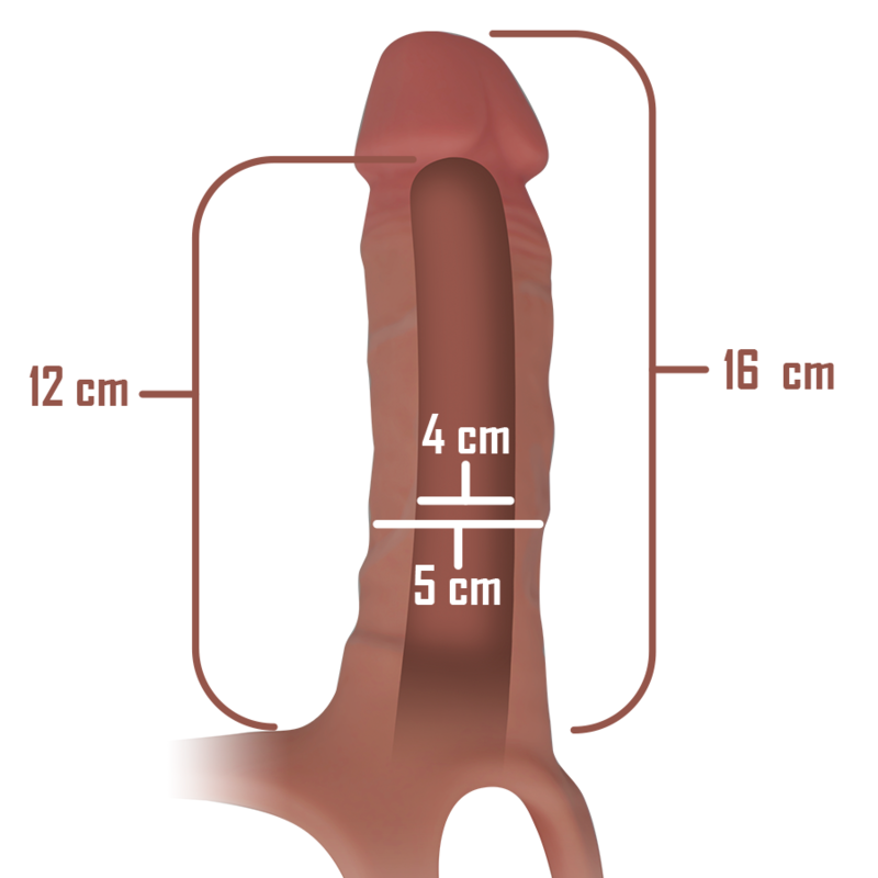 INTENSE - HOLLE HARNAS MET SILICONEN DILDO 16 X 3,5 CM