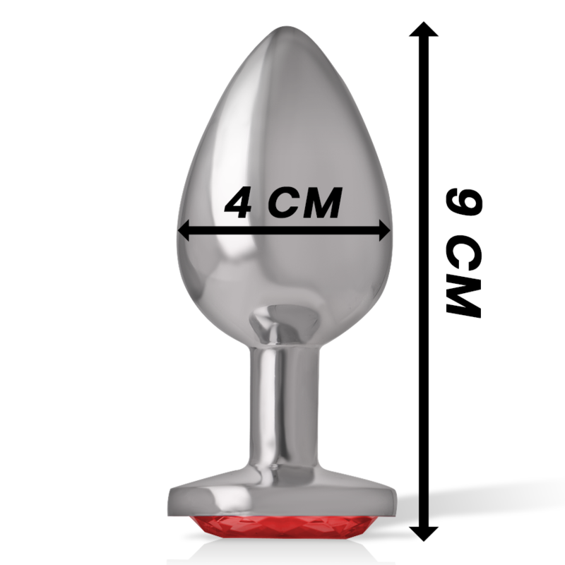 INTENSE - ANALE PLUG METAAL ALUMINIUM MET RODE KRISTALLEN MAAT L