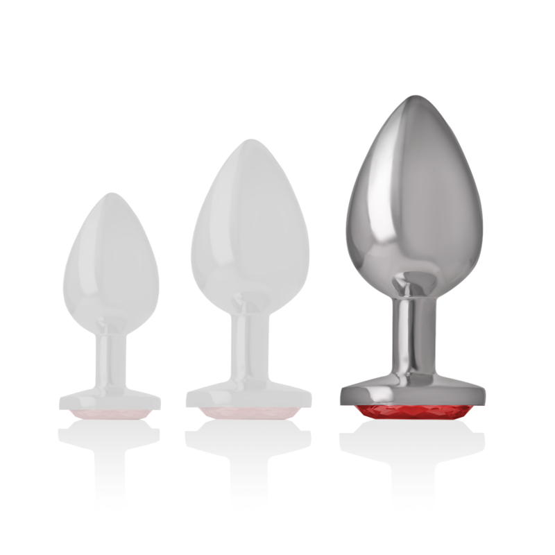 INTENSE - ANALE PLUG METAAL ALUMINIUM MET RODE KRISTALLEN MAAT L