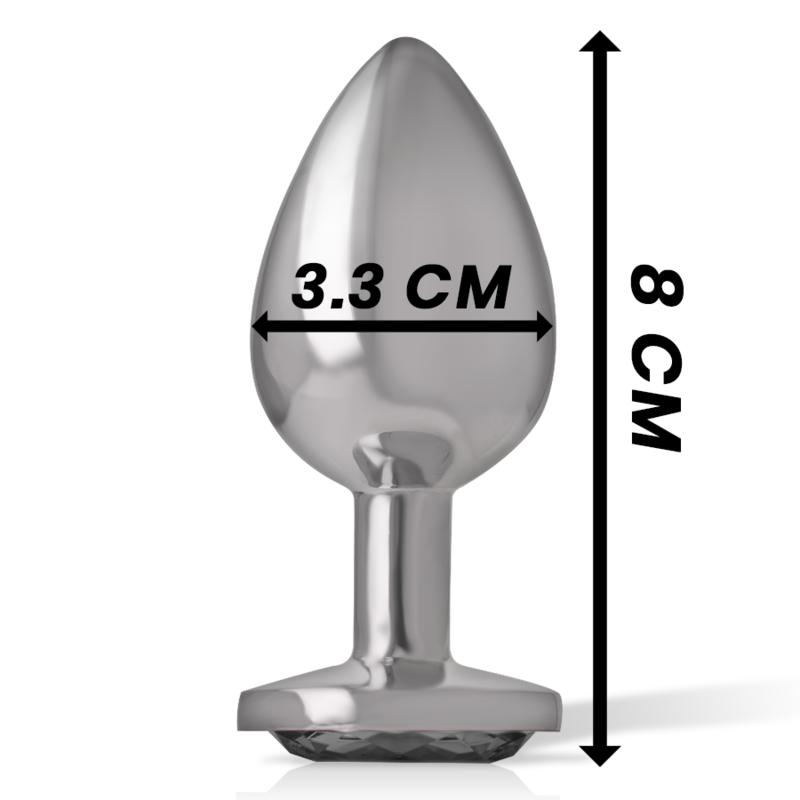 INTENSE - ANALE PLUG METAAL ALUMINIUM MET ZWARTE KRISTALLEN MAAT M