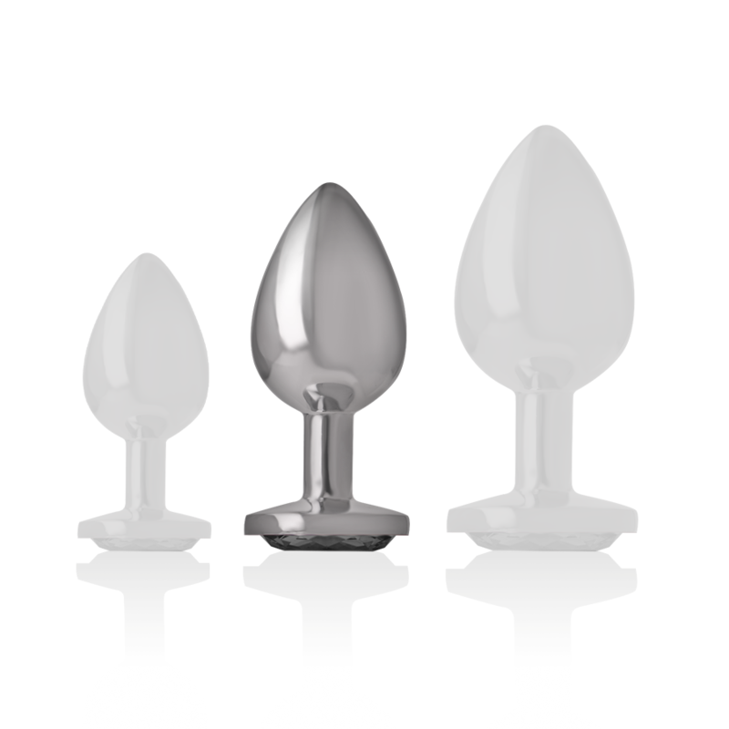 INTENSE - ANALE PLUG METAAL ALUMINIUM MET ZWARTE KRISTALLEN MAAT M