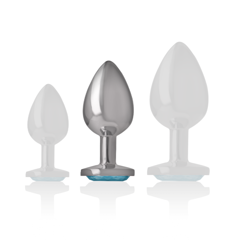 INTENSE - ANALE PLUG METAAL ALUMINIUM MET BLAUW KRISTAL MAAT M