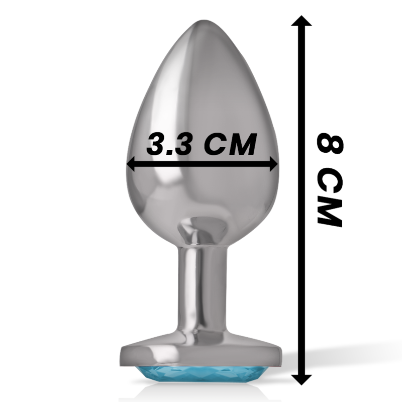 INTENSE - ANALE PLUG METAAL ALUMINIUM MET BLAUW KRISTAL MAAT M