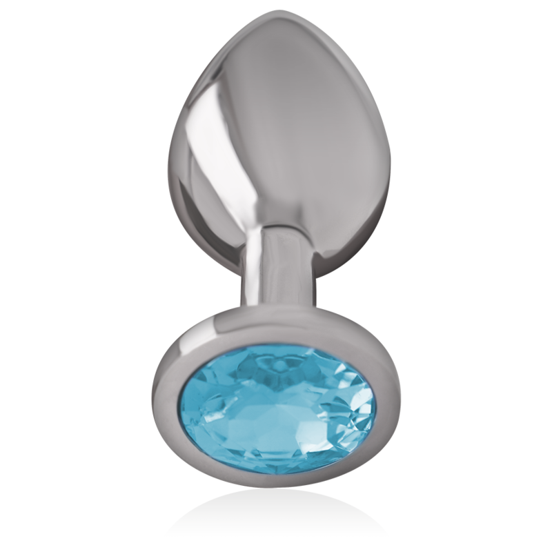 INTENSE - ANALE PLUG METAAL ALUMINIUM MET BLAUW KRISTAL MAAT M