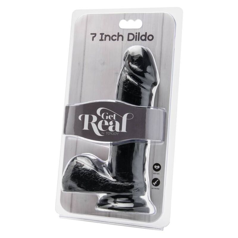 GET REAL - 18 CM DILDO MET ZWARTE TESTIKELEN