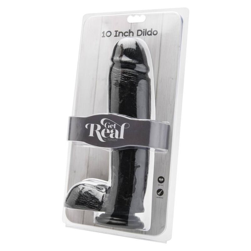 GET REAL - 25,5 CM DILDO MET ZWARTE TESTIKELEN