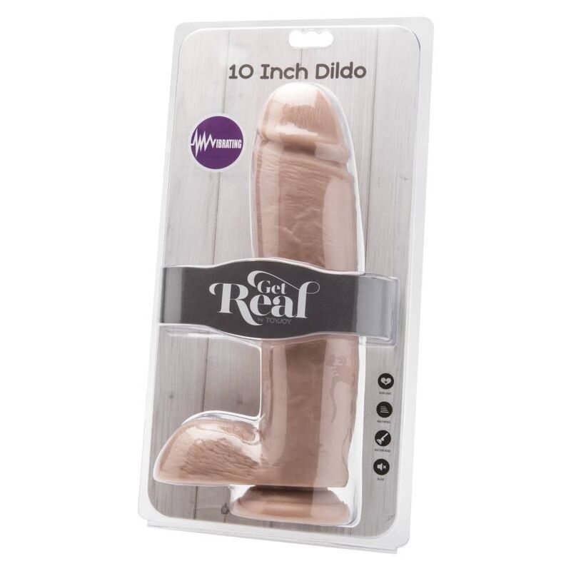 GET REAL - 25,5 CM DILDO MET TESTIKELS NATUURLIJKE VIBRATOR