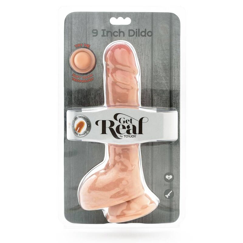 GET REAL - DUBBELE DENSITEIT DILDO 25,5 CM MET NATUURLIJKE TESTIKELEN
