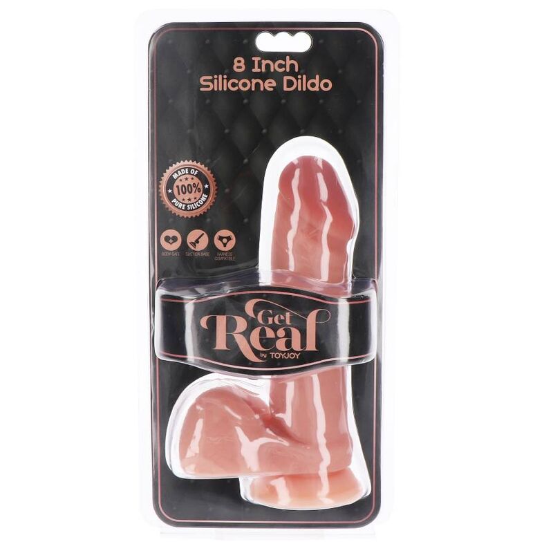 GET REAL - 20,5 CM SILICONEN DILDO MET NATUURLIJKE TESTIKELEN