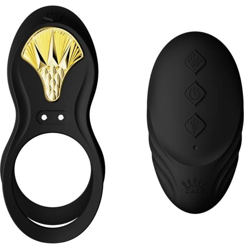 ZALO - BAYEK VIBRERENDE RING MET AFSTANDSBEDIENING VOOR STELLEN, ZWART