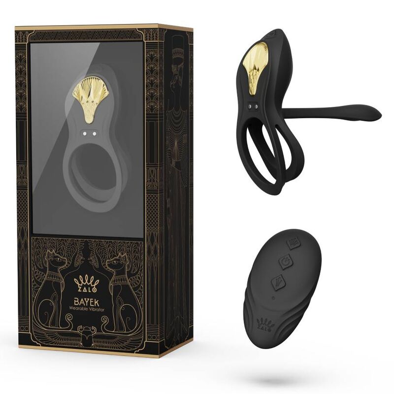 ZALO - BAYEK VIBRERENDE RING MET AFSTANDSBEDIENING VOOR STELLEN, ZWART