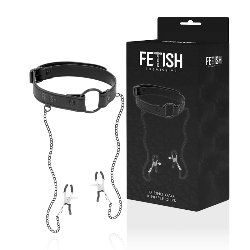 FETISH ONDERWORPEN – ring-gag met tepelklemmen
