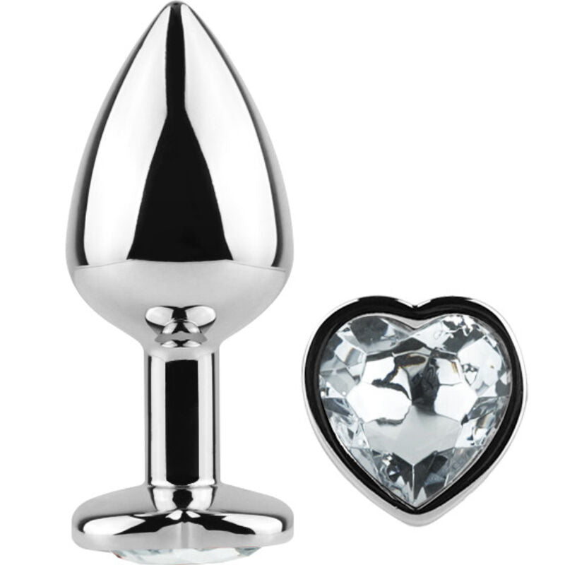 SECRETPLAY - METALEN BUTT PLUG HART TRANSPARANT MAAT S 7 CM