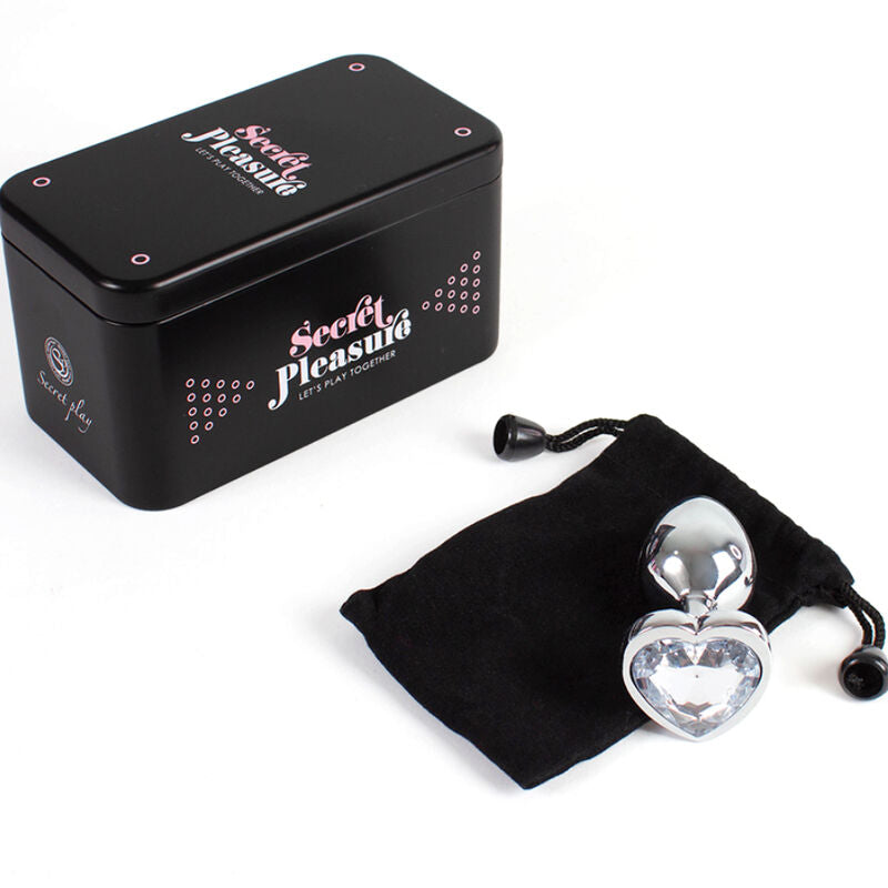 SECRETPLAY - METALEN BUTT PLUG HART TRANSPARANT MAAT S 7 CM