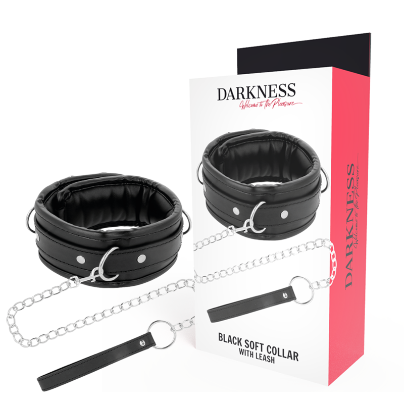 DARKNESS - ZACHTE LEDEREN KETTING MET KETTING