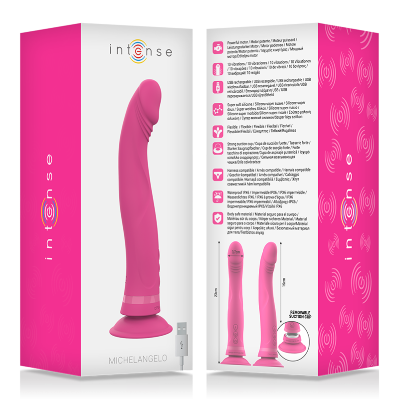 INTENSE - MICHELANGELO ROZE SILICONEN VIBRERENDE DILDO