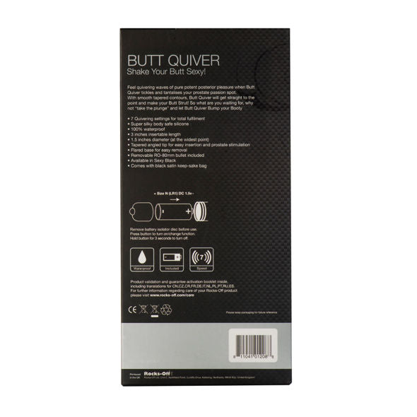 ROCKS-OFF - BUTT QUIVER P-SPOT STIMULATOR 7 SNELHEDEN ZWART 