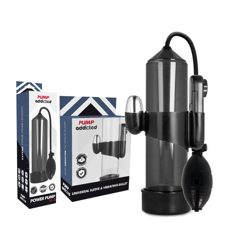 POMP ADDICTED - RX3 ZWARTE ERECTIEPOMP MET VIBRATOR