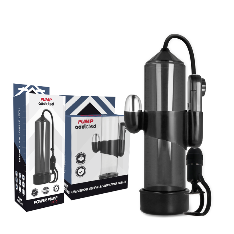 POMP ADDICTED - RX5 ZWARTE ERECTIEPOMP MET VIBRATOR