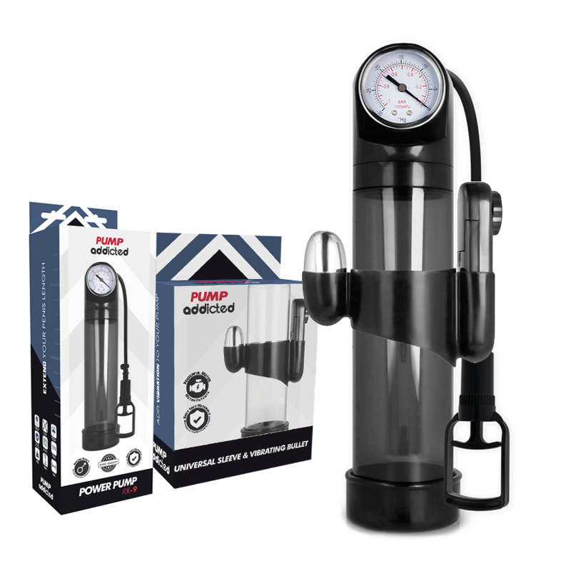 POMP ADDICTED - RX9 ZWARTE ERECTIEPOMP MET VIBRATOR