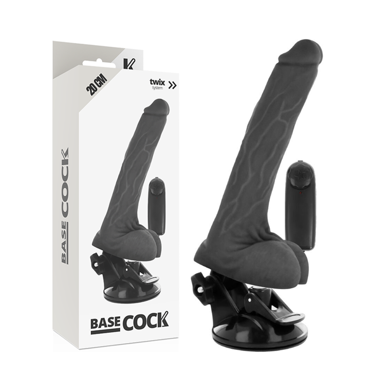 BASECOCK - NATUURLIJKE REALISTISCHE VIBRATOR MET AFSTANDSBEDIENING EN TESTIKELEN 20 CM -OF- 4 CM