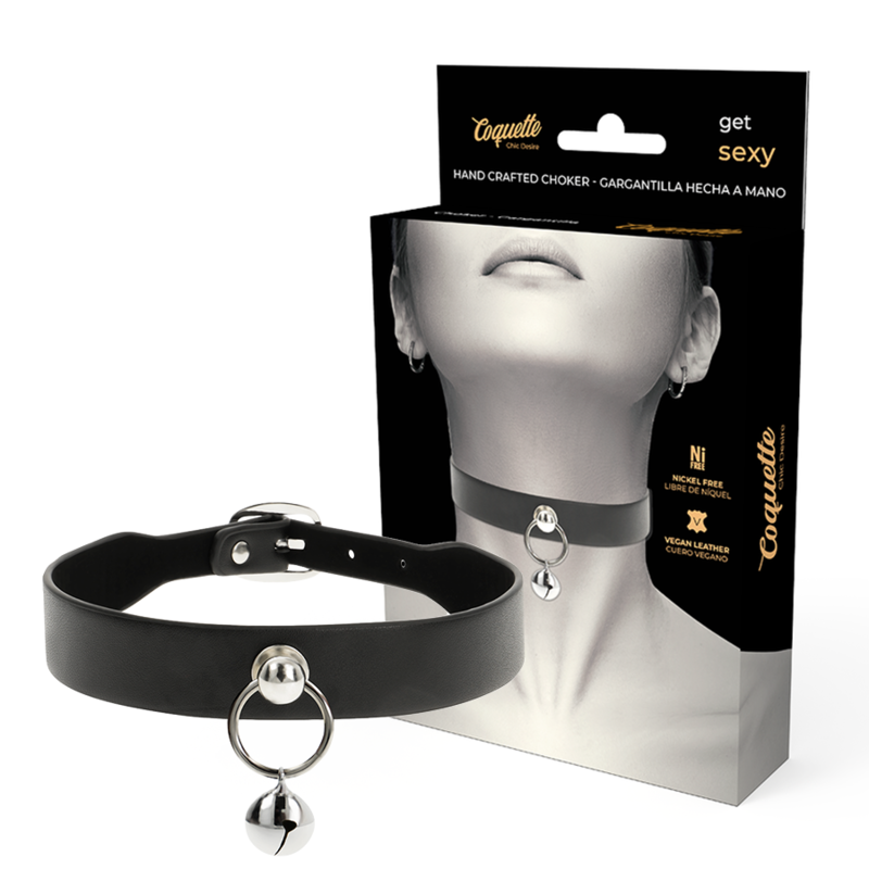COQUETTE CHIC DESIRE - VEGAN LEDEREN KETTING VROUWEN ACCESSOIRE MET BEL/RING