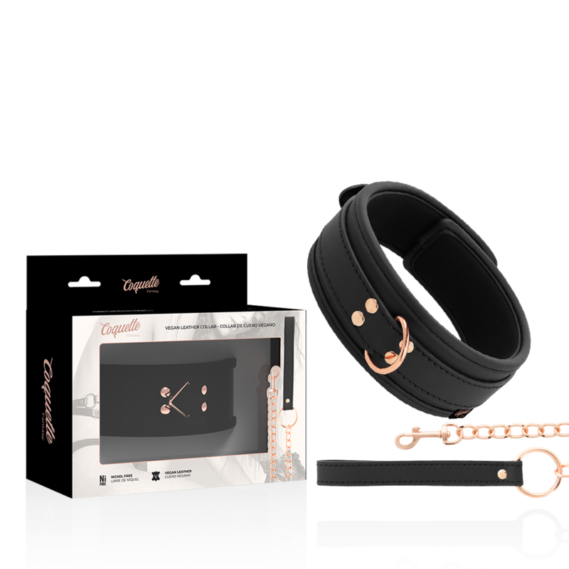 COQUETTE CHIC DESIRE - FANTASY VEGAN LEDEREN HALSBAND MET BAND EN NEOPREEN VOERING