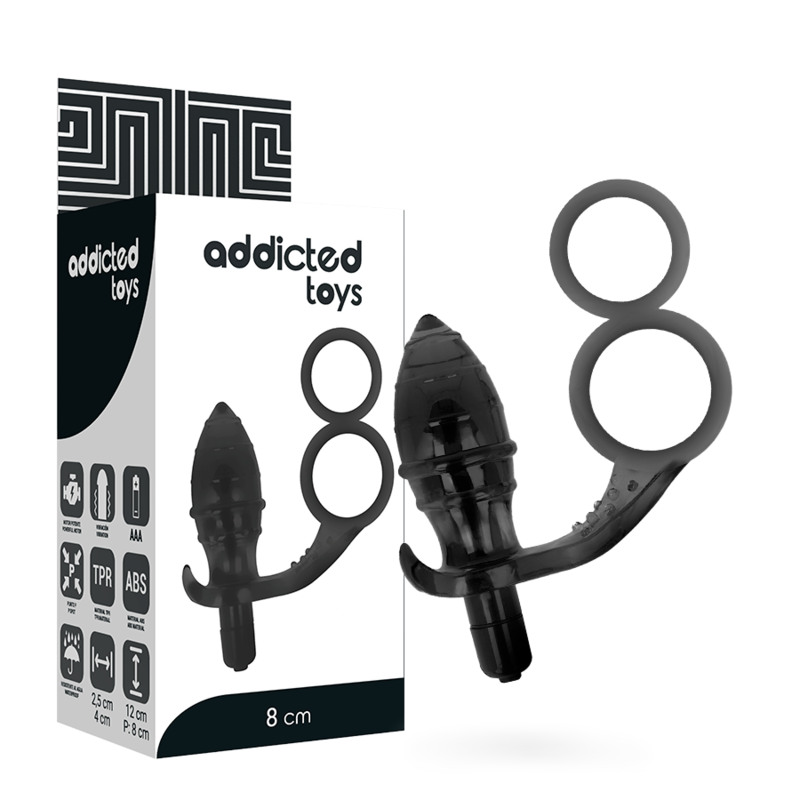 ADDICTED TOYS - ZWARTE DUBBELE RING ANAAL PLUG