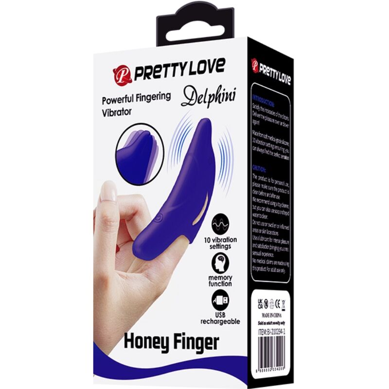PRETTY LOVE - DELPHINI KRACHTIGE DONKERBLAUWE VINGERSTIMULATOR