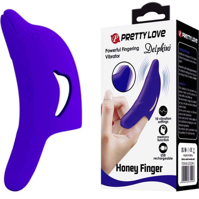 PRETTY LOVE - DELPHINI KRACHTIGE DONKERBLAUWE VINGERSTIMULATOR
