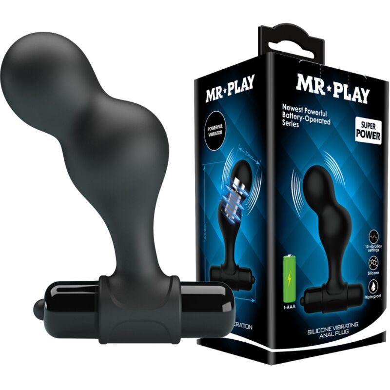 MR PLAY - ZWARTE SILICONEN VIBRERENDE ANALE PLUG