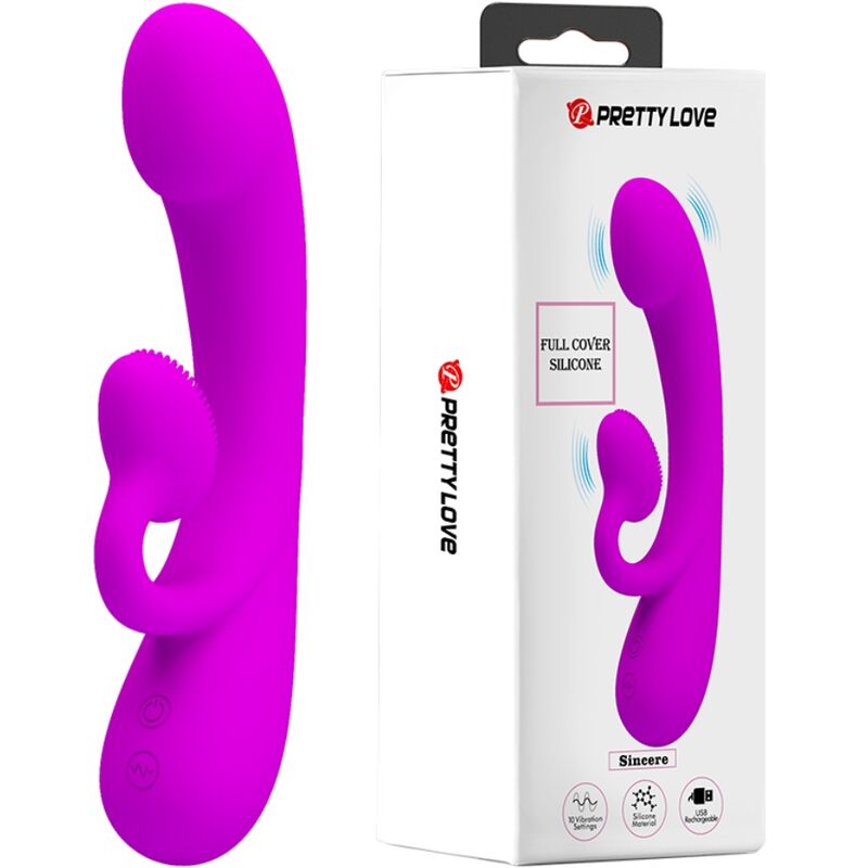 PRETTY LOVE - OPRECHTE VIBRATOR EN CLITORALE STIMULERENDE GOLVEN SILICONEN PAARS