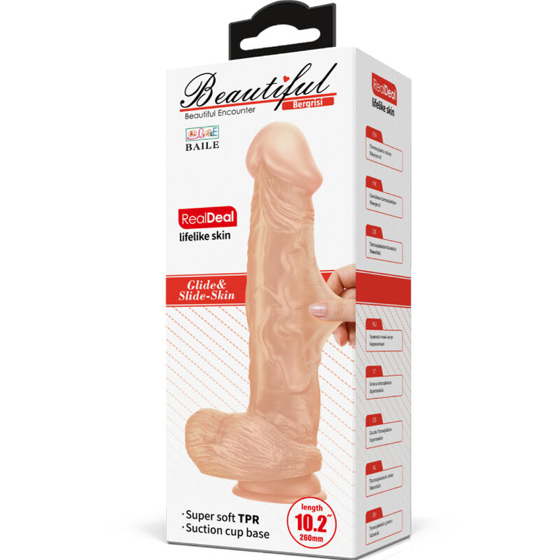 DANCE - PRACHTIGE ONTMOETING BERGRISI REALISTISCHE FLEXIBELE DILDO 26 CM NATUURLIJK